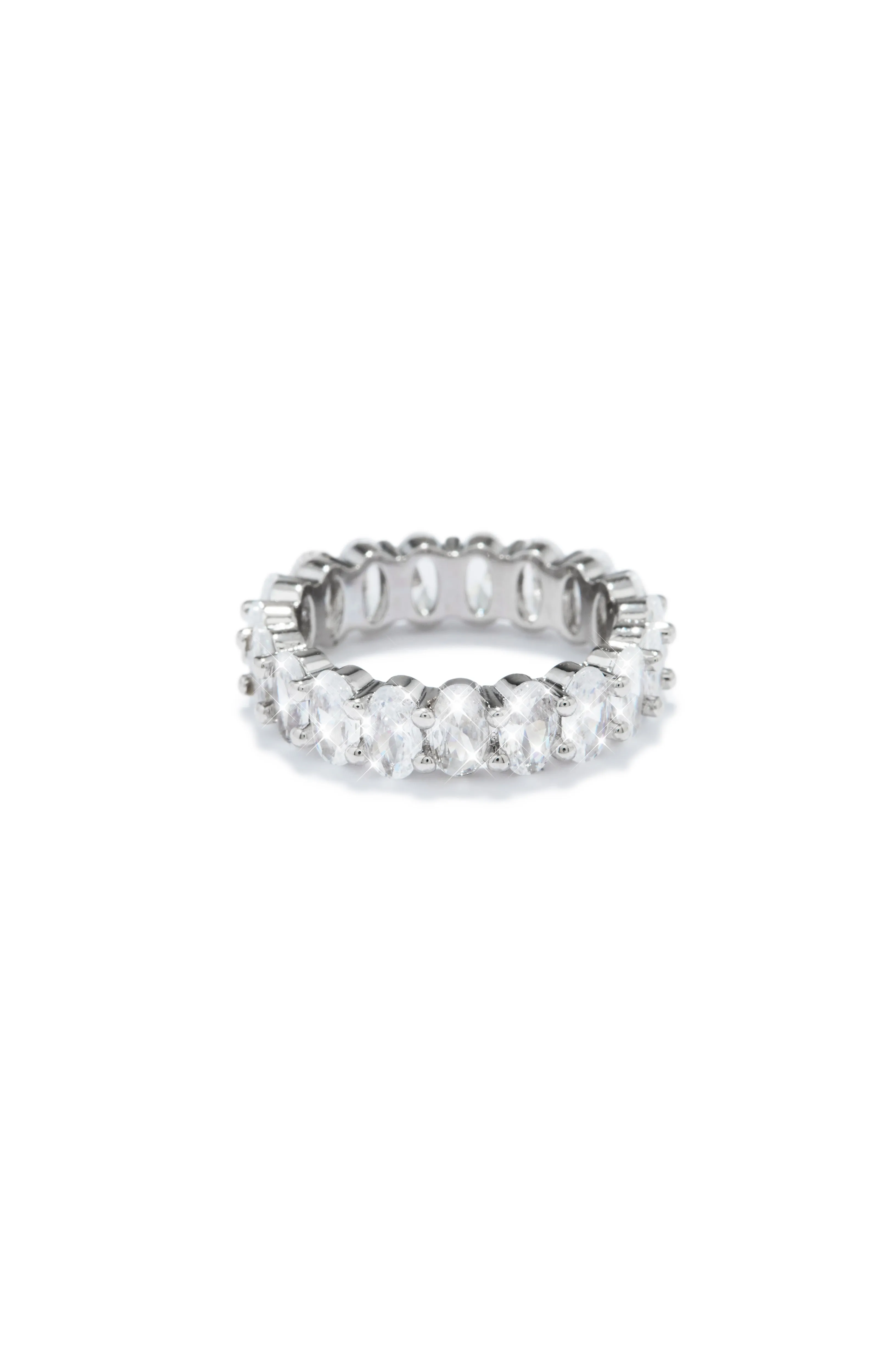 Icy Cubic Zirconia Band Ring - Silver