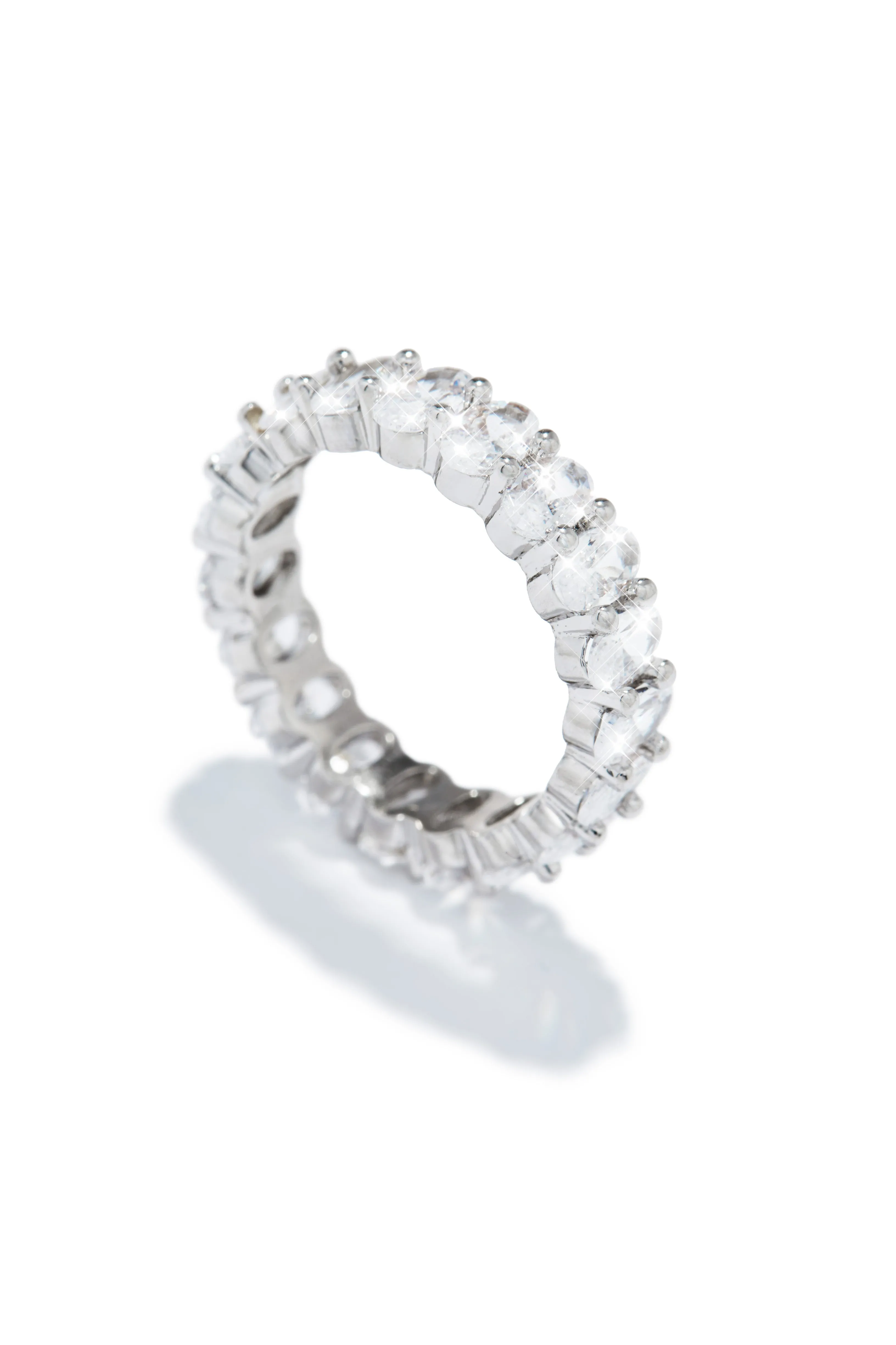 Icy Cubic Zirconia Band Ring - Silver