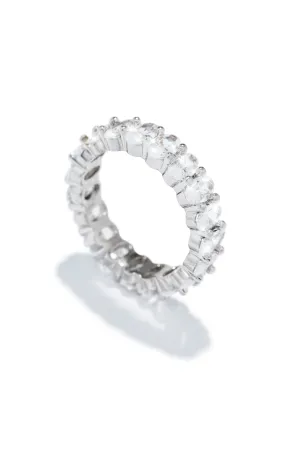 Icy Cubic Zirconia Band Ring - Silver