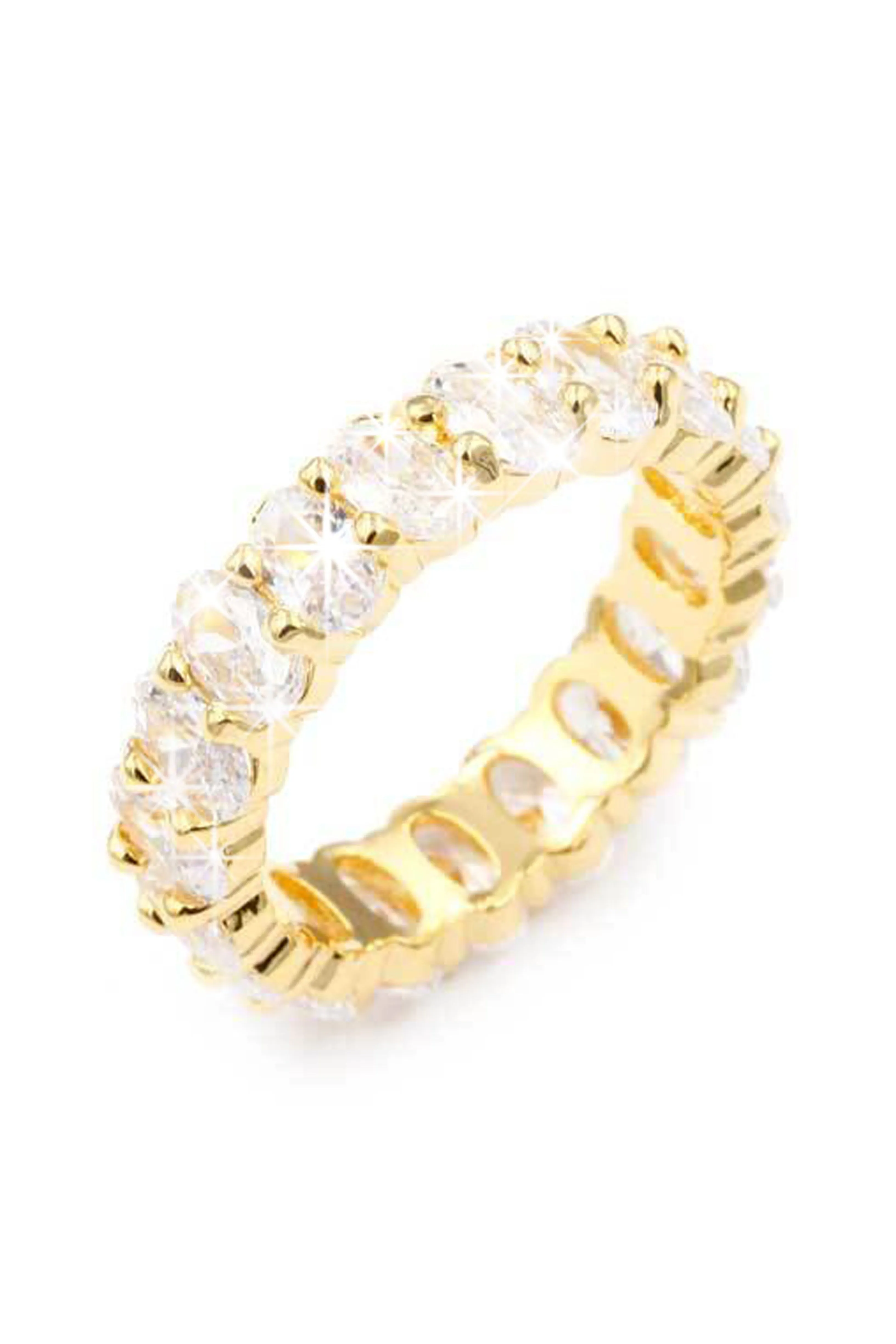 Icy CZ Gold Plated Band Ring - Gold