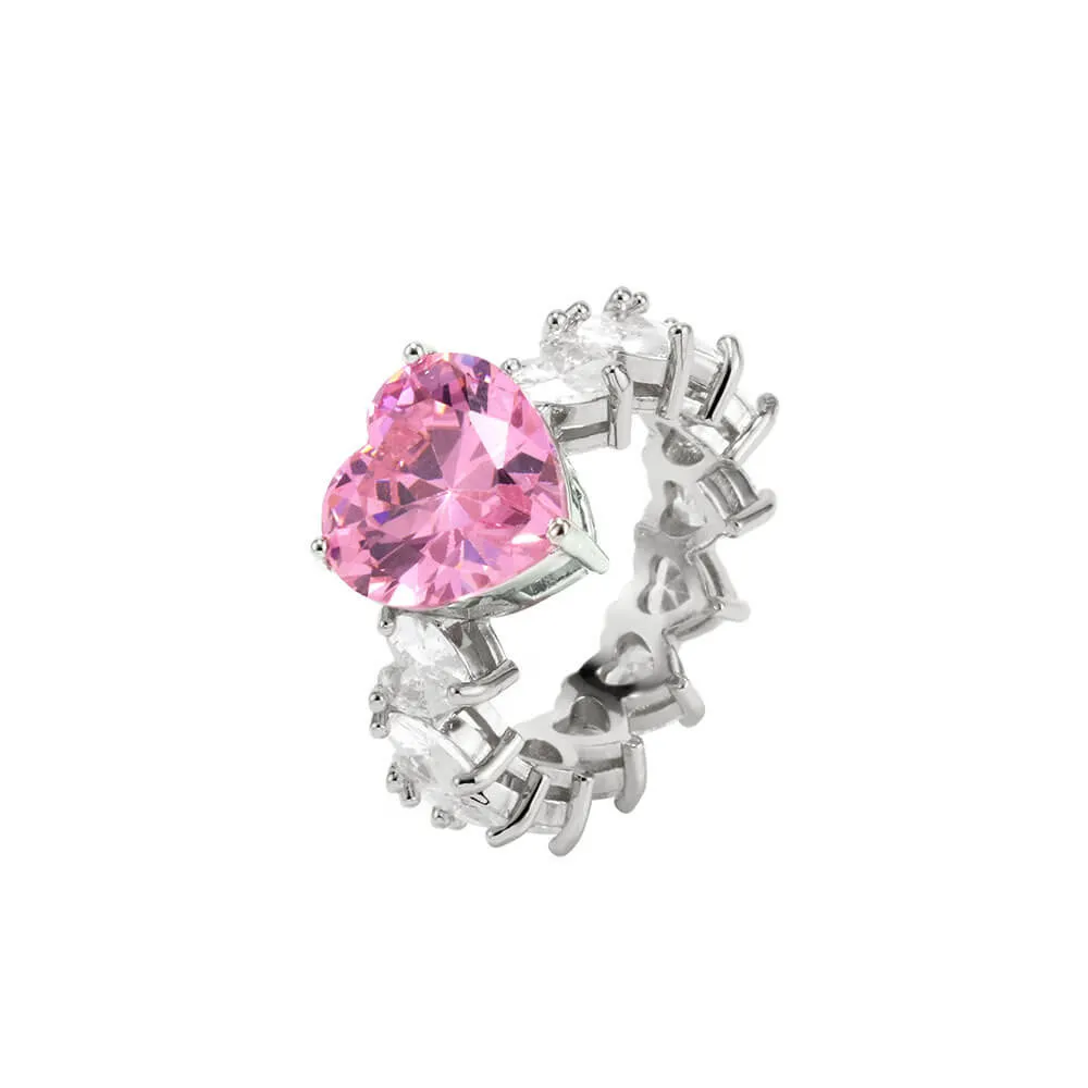 Icy Pink Heart Ring