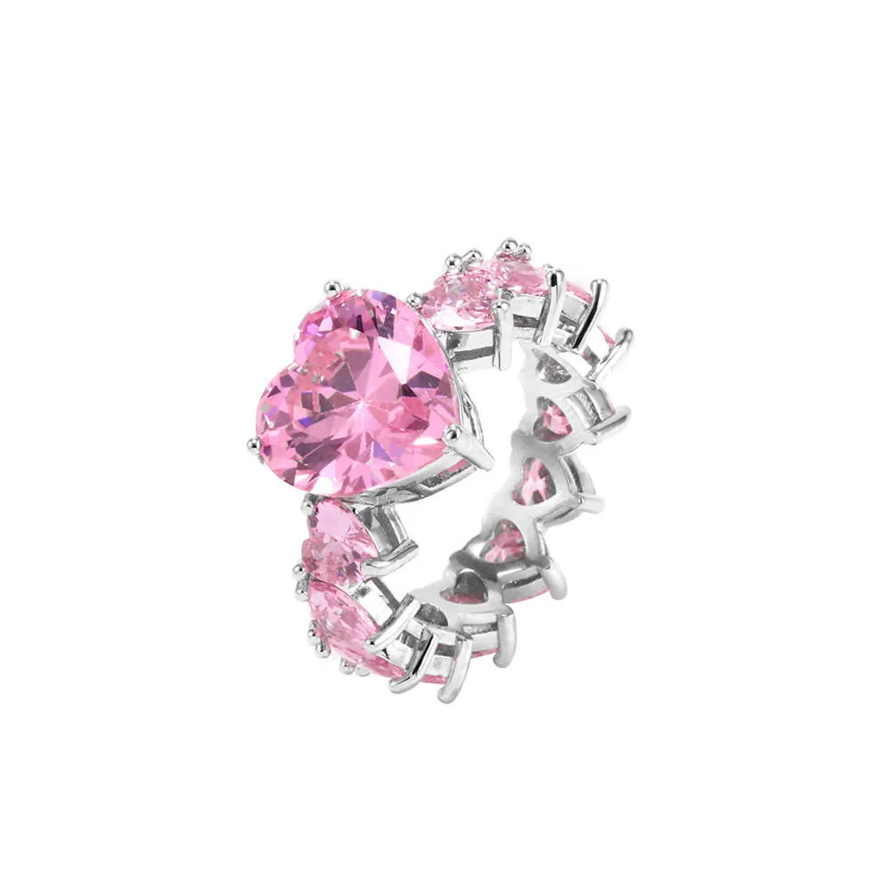 Icy Pink Heart Ring