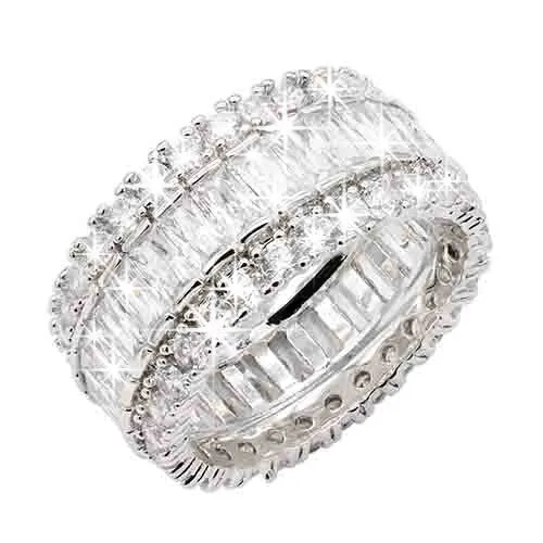 Icy Princess  CZ Rhodium Plated Band Ring - Silver