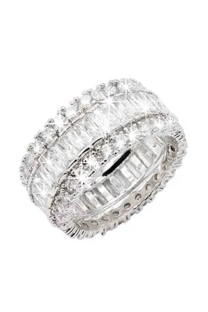 Icy Princess  CZ Rhodium Plated Band Ring - Silver
