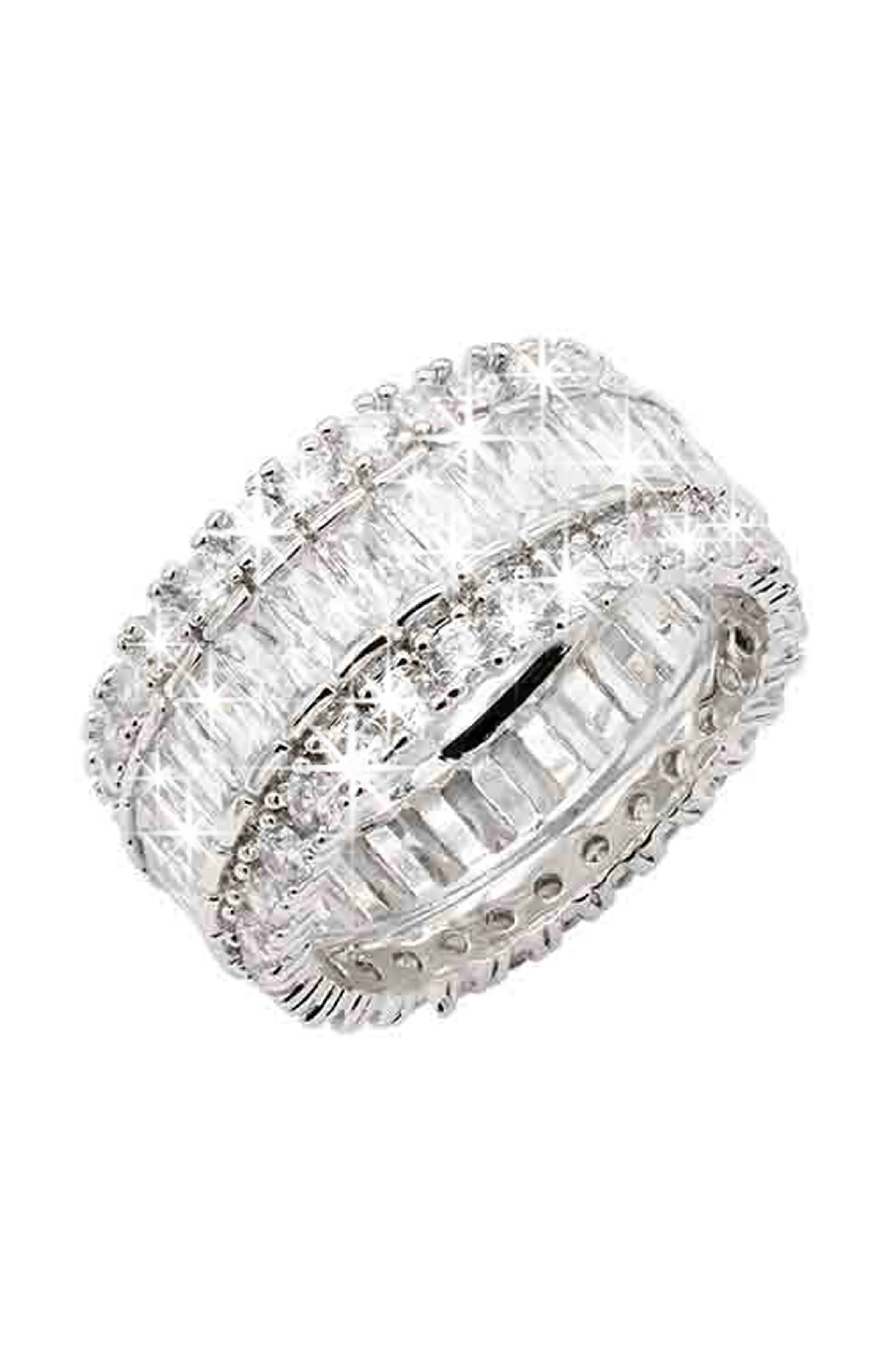 Icy Princess  CZ Rhodium Plated Band Ring - Silver