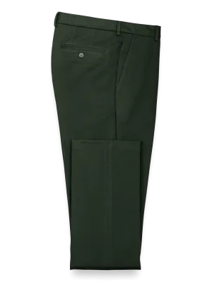 Impeccable Cotton Chino Flat Front Pants - Olive