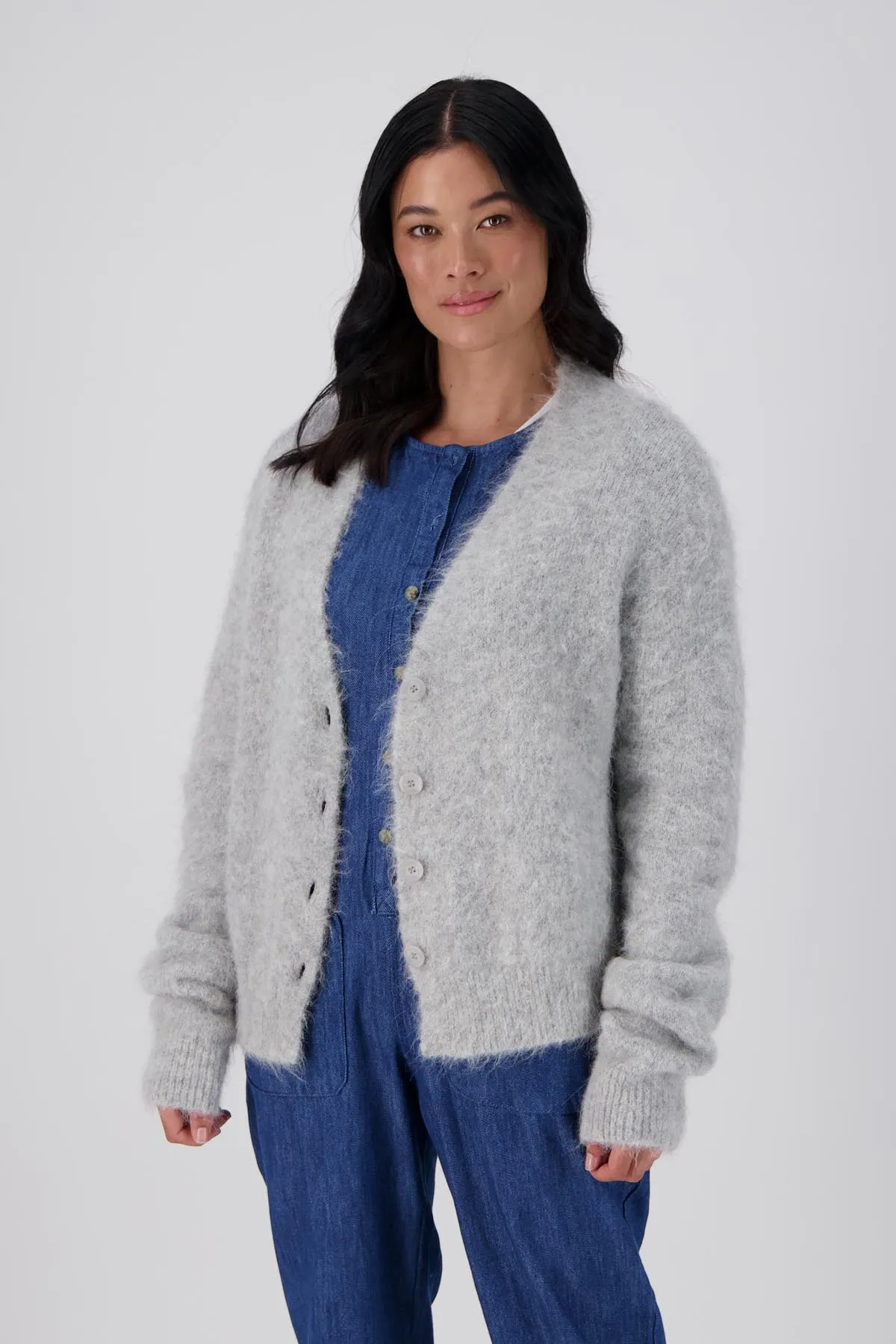 In Transit Cardigan Light Grey in Alpaca