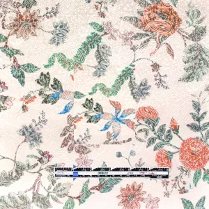 Italian jacquard stretch cotton woven - pearl/ginger/teal