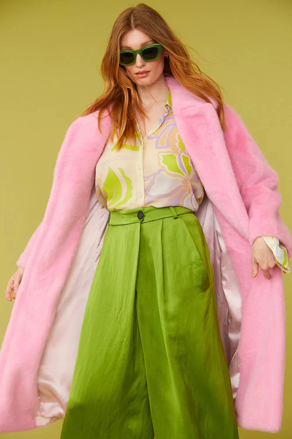 Light Pink Faux Fur Duchess Maxi Coat