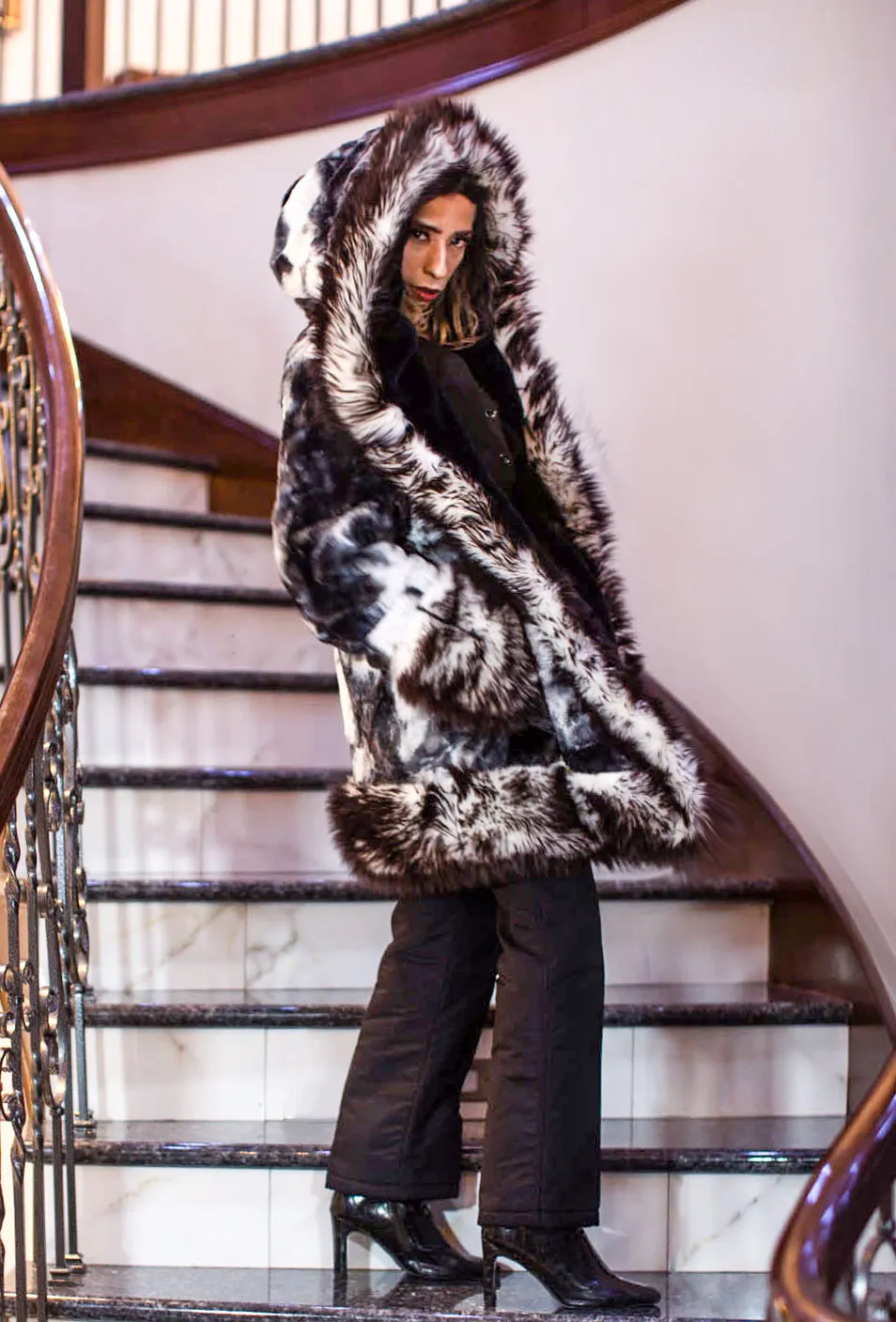 Men's LED Wizard Coat in "Black & White Tie Dye" STOCK