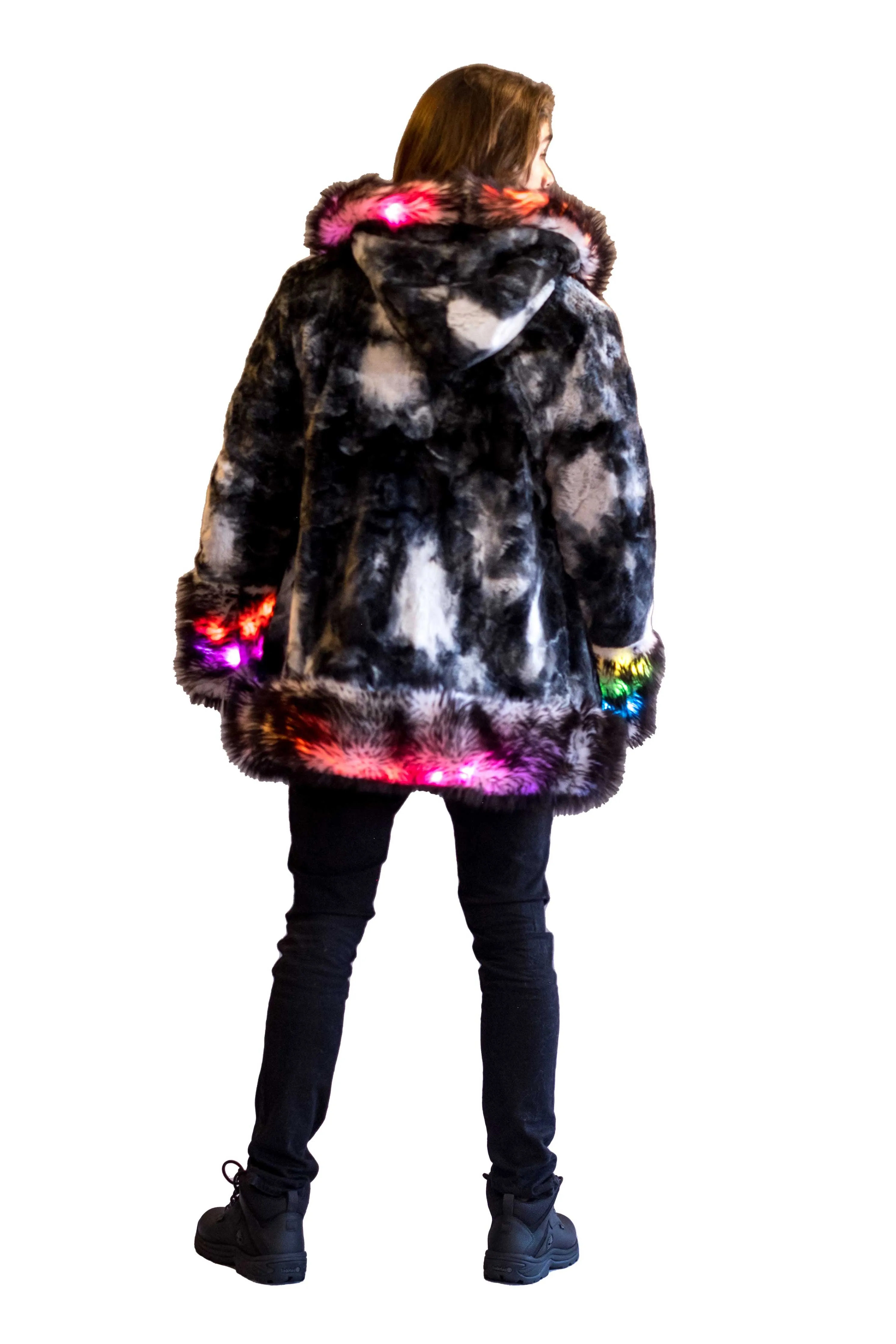 Men's LED Wizard Coat in "Black & White Tie Dye" STOCK