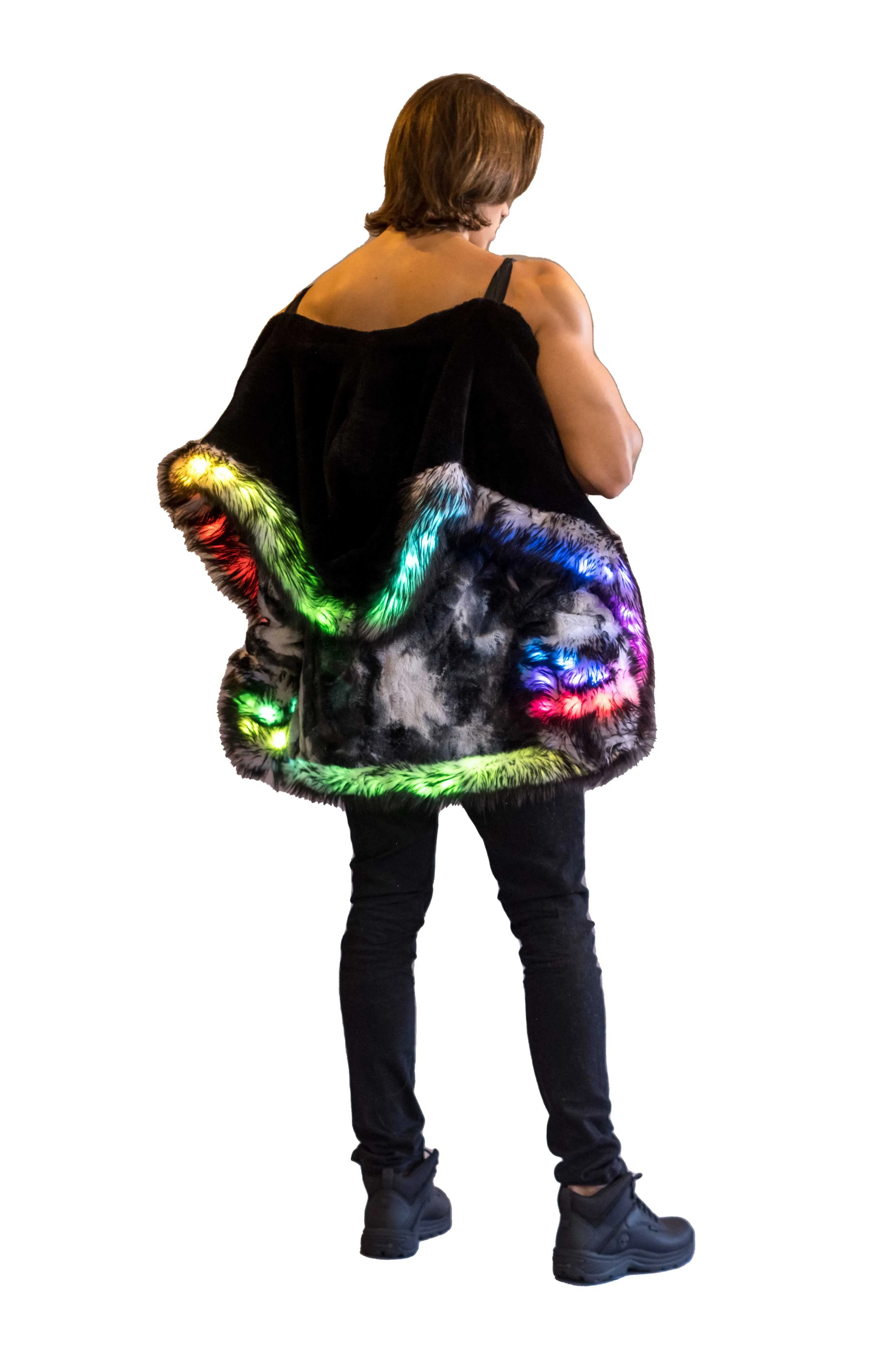 Men's LED Wizard Coat in "Black & White Tie Dye" STOCK