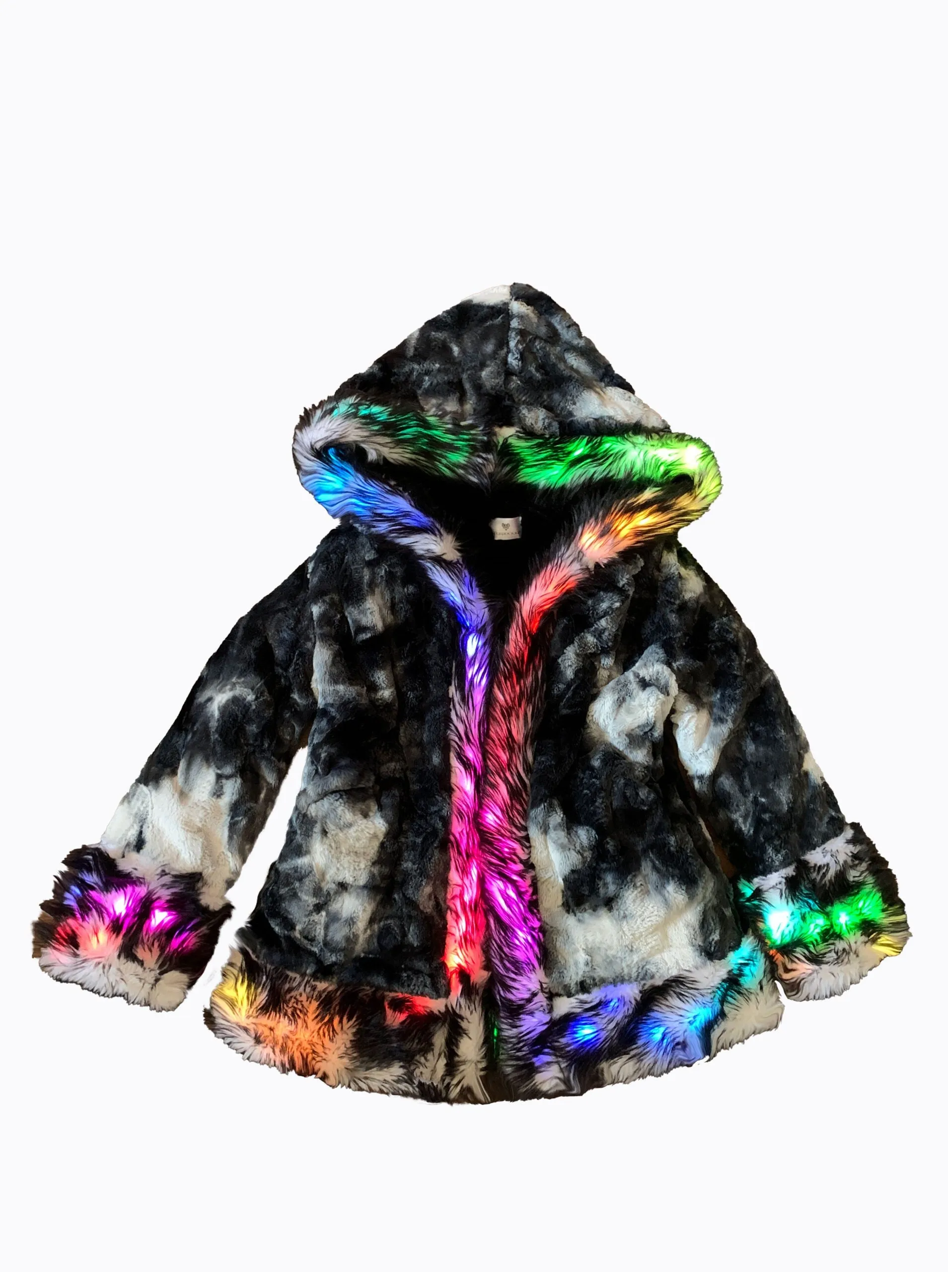 Men's LED Wizard Coat in "Black & White Tie Dye" STOCK