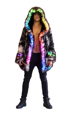 Men's LED Wizard Coat in "Black & White Tie Dye" STOCK
