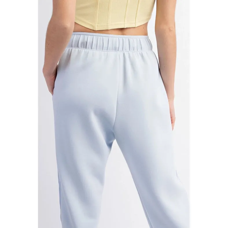 Modal Poly Span Jogger with Side Satin Detail Soft Blue