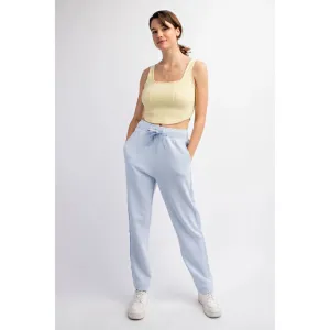 Modal Poly Span Jogger with Side Satin Detail Soft Blue