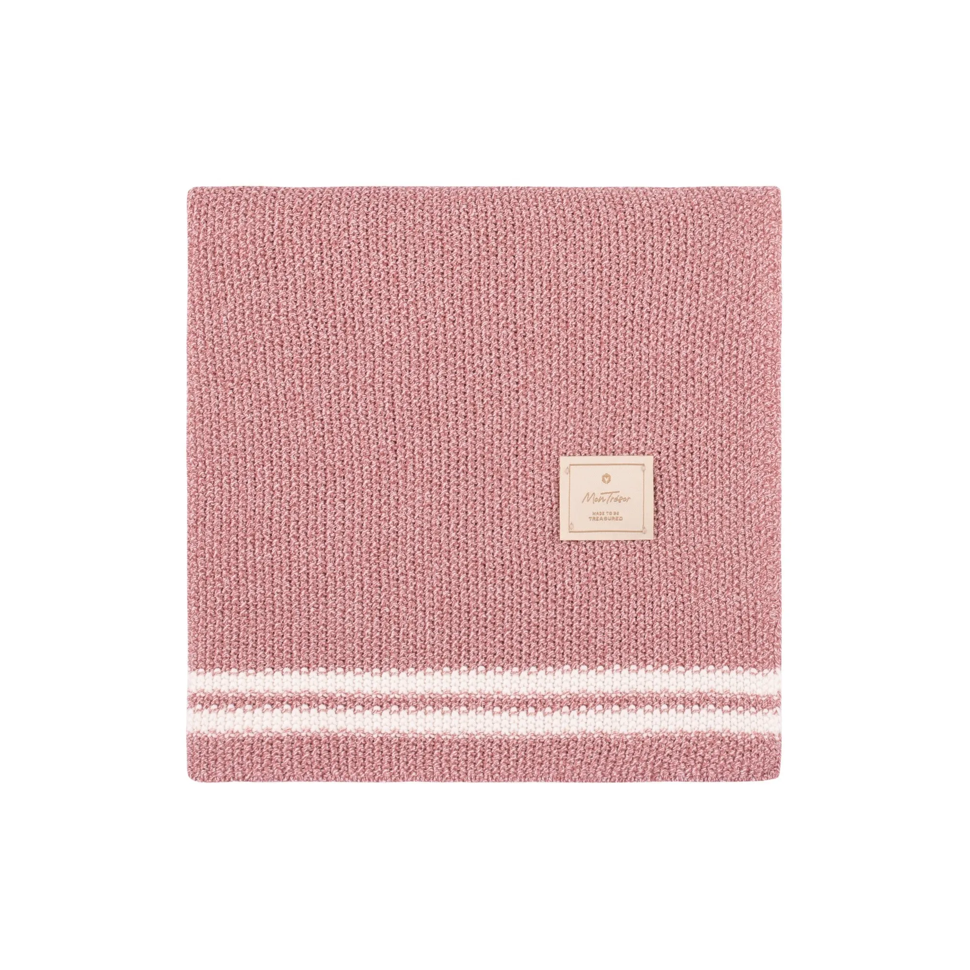 Mon Tresor Ash Rose Duo Stripe Chunky-Knit Blanket