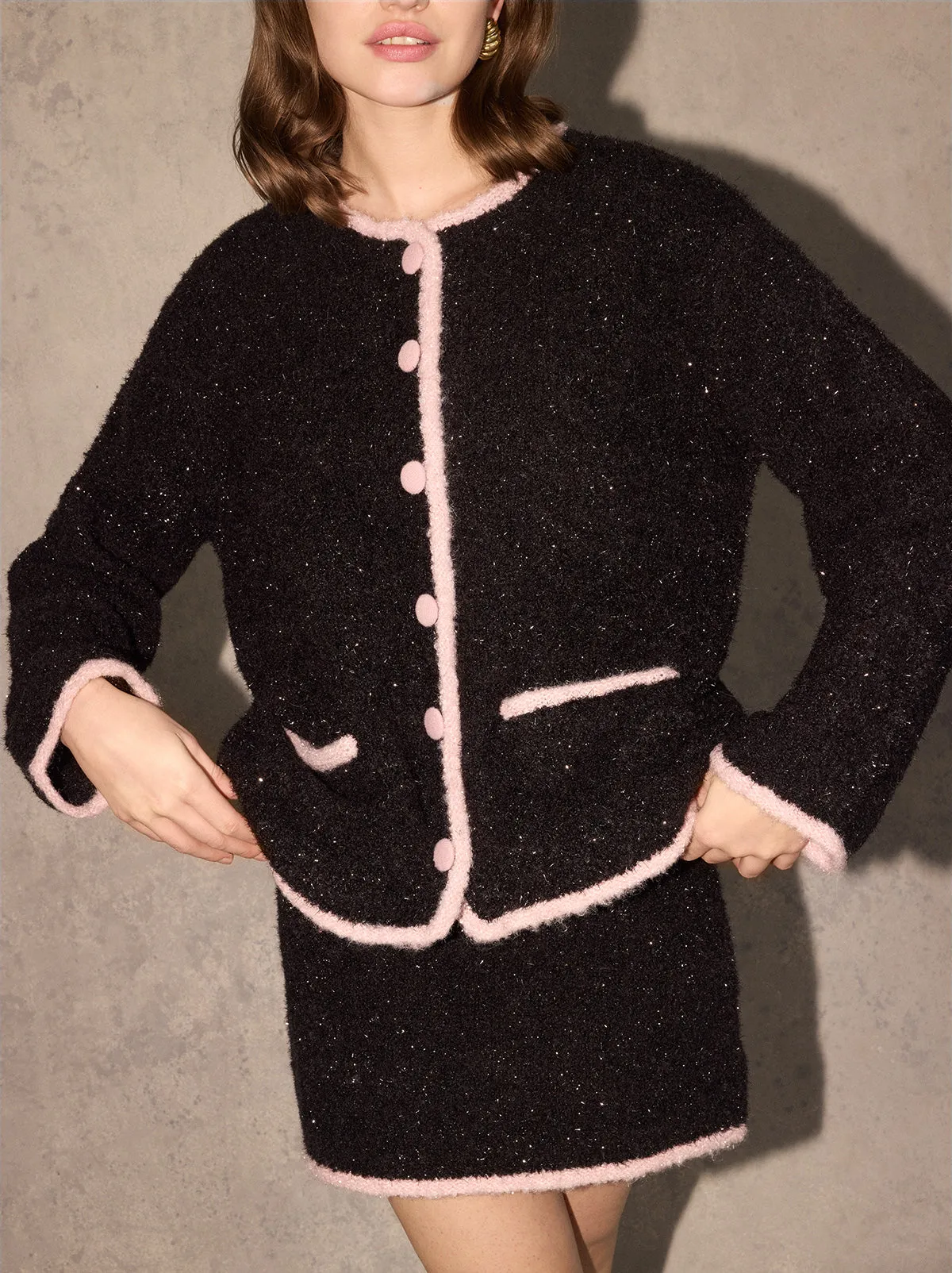 Pandora Black Lurex Knit Cardigan