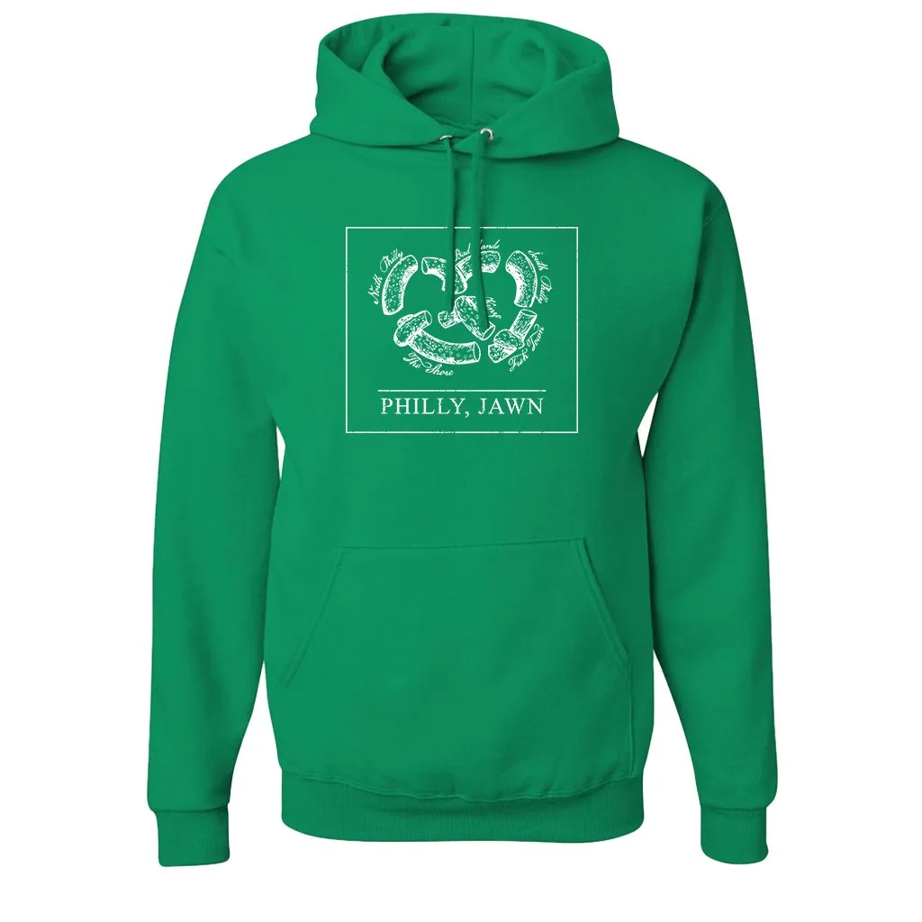 Philly Jawn Pullover Hoodie | Philly Jawn Pretzel Kelly Green Pullover Hoodie