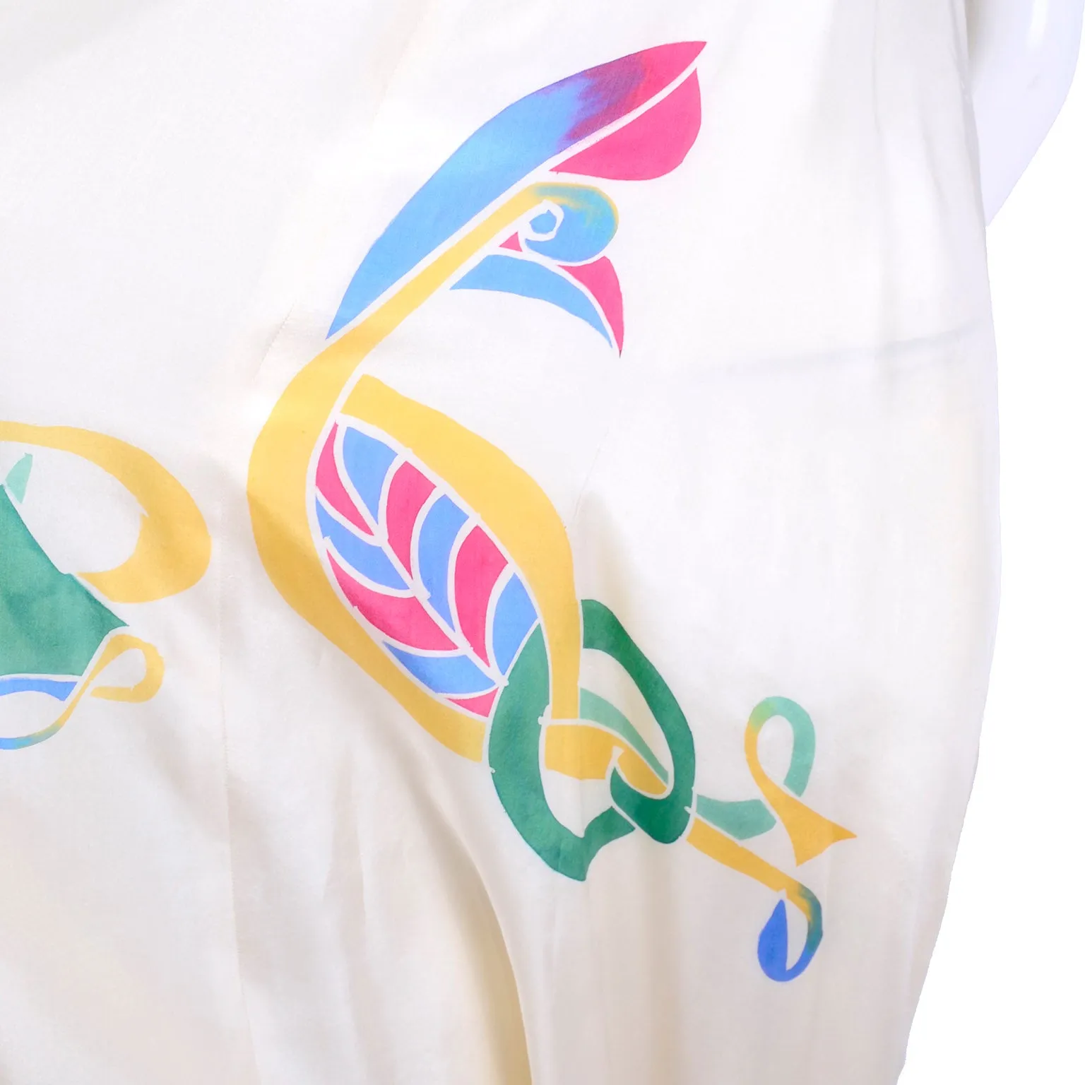 Rare Early Mary McFadden Vintage Jumpsuit in Hand Painted Silk, c. 1978