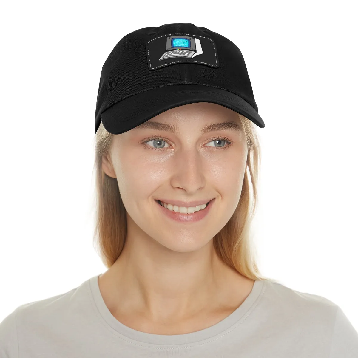 Retro Terminal Computer | Super Nerd Dad Hat with Leather Patch