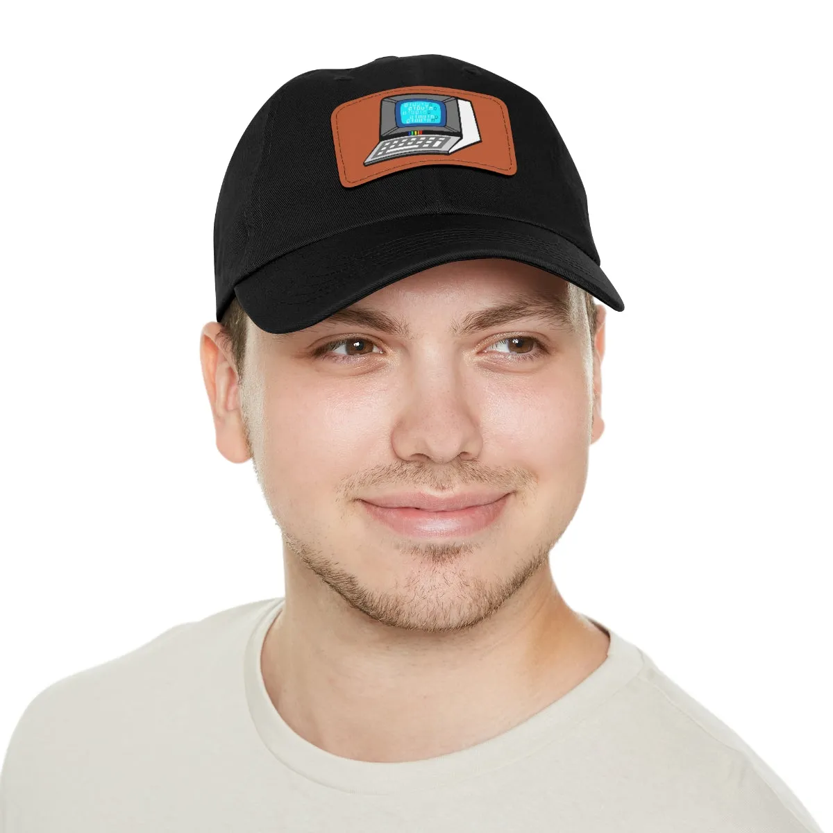 Retro Terminal Computer | Super Nerd Dad Hat with Leather Patch