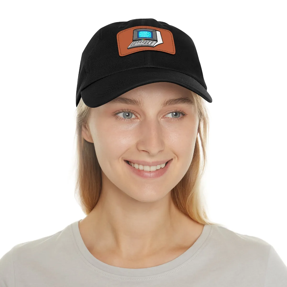 Retro Terminal Computer | Super Nerd Dad Hat with Leather Patch