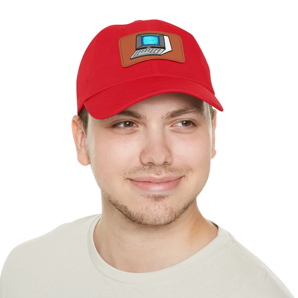 Retro Terminal Computer | Super Nerd Dad Hat with Leather Patch