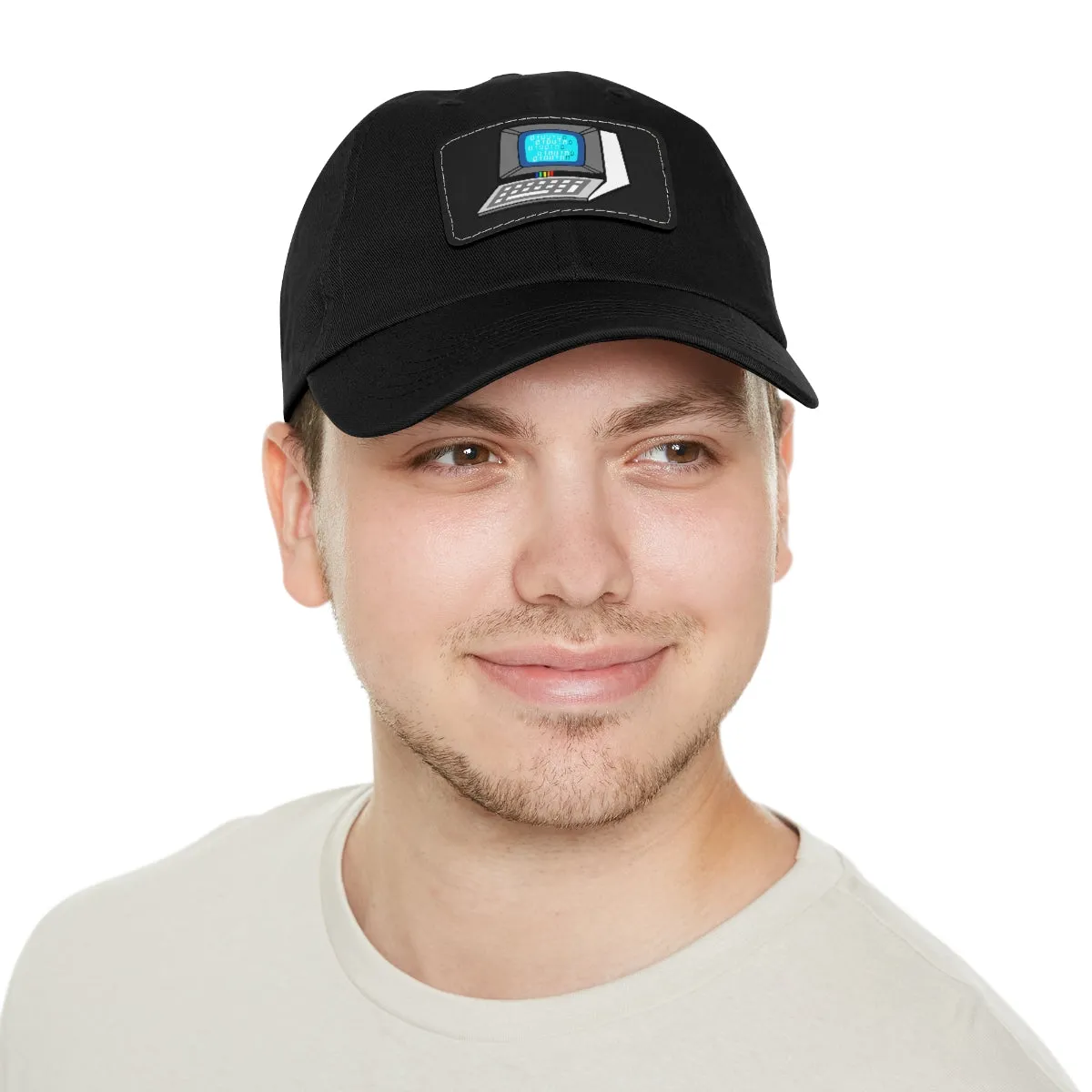 Retro Terminal Computer | Super Nerd Dad Hat with Leather Patch