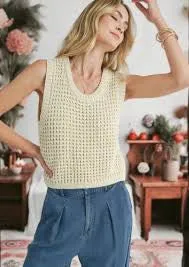 SADIE & SAGE-ELSIE SWEATER TANK-IVORY