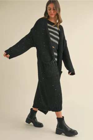 Sequin Chunky Knit Cardigan