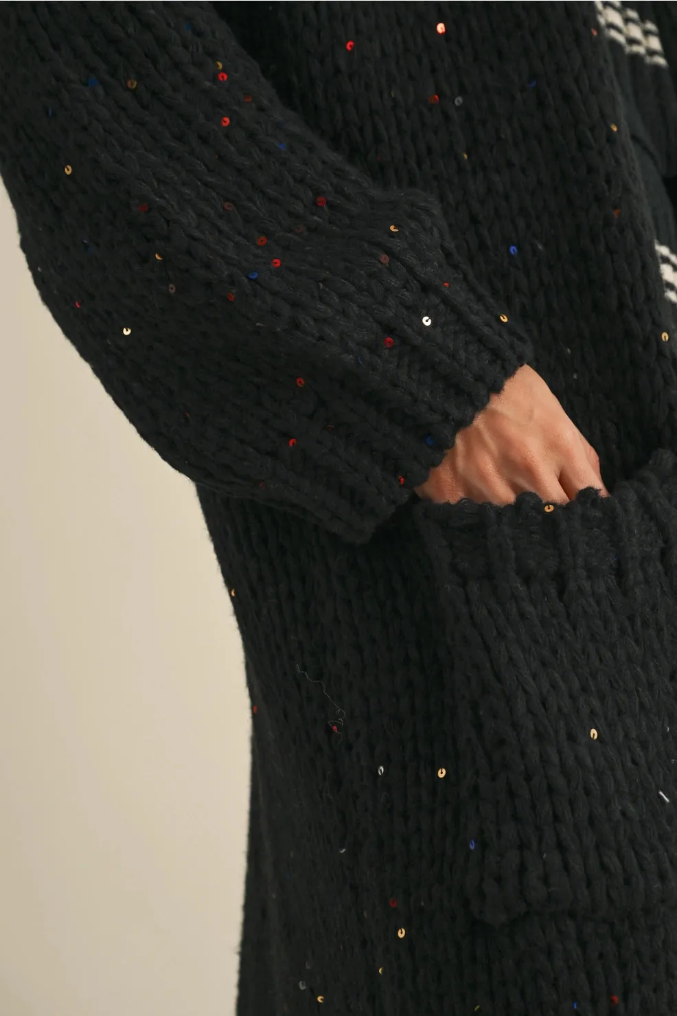 Sequin Chunky Knit Cardigan
