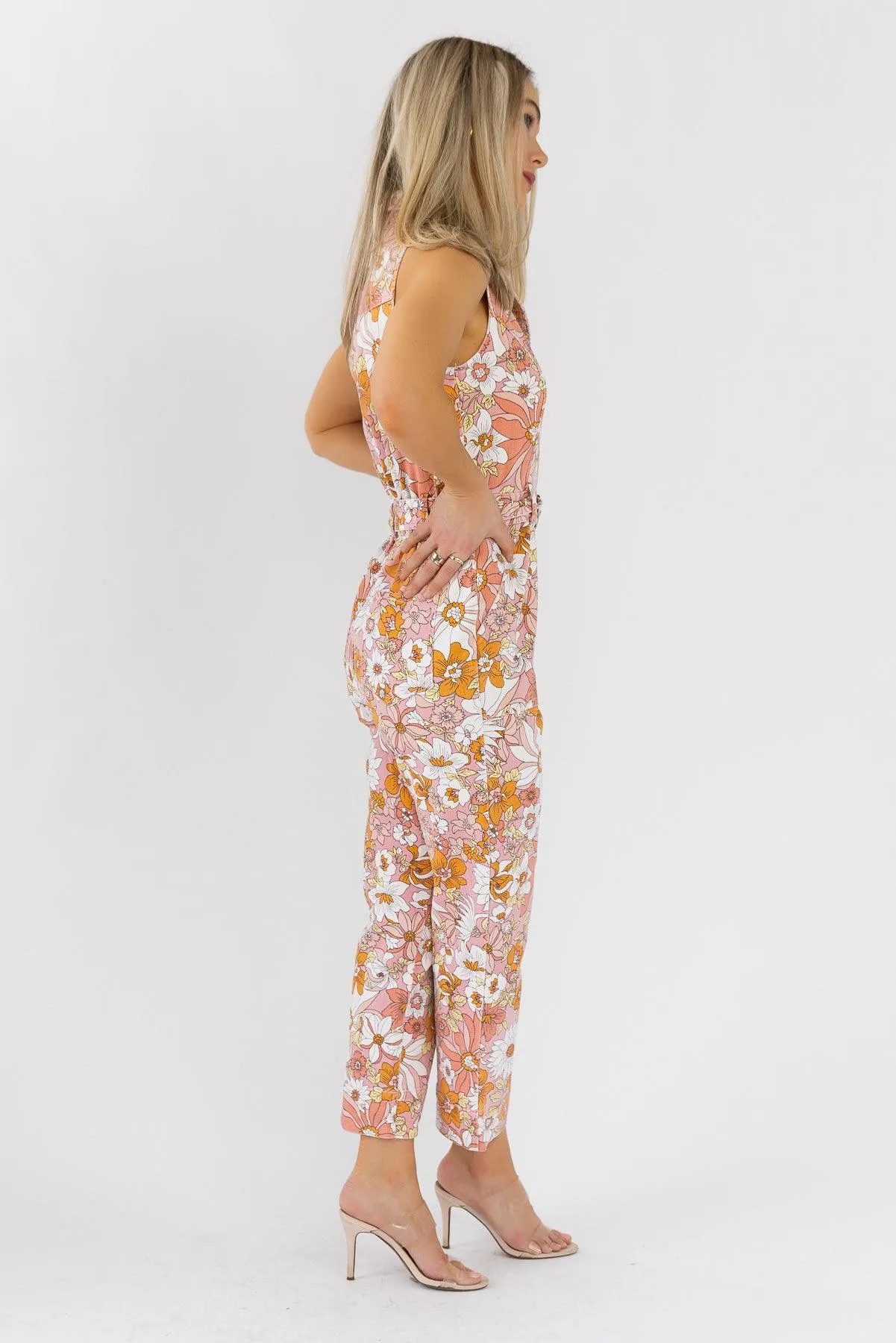 Simona Apricot Floral Jumpsuit - Final Sale
