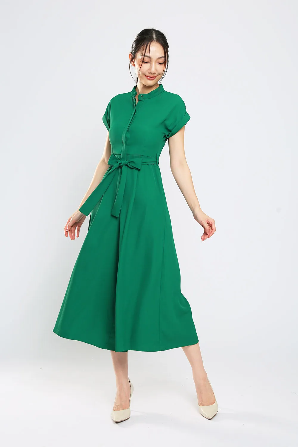 Sofina Sashed Jumpsuit in Kelly Green