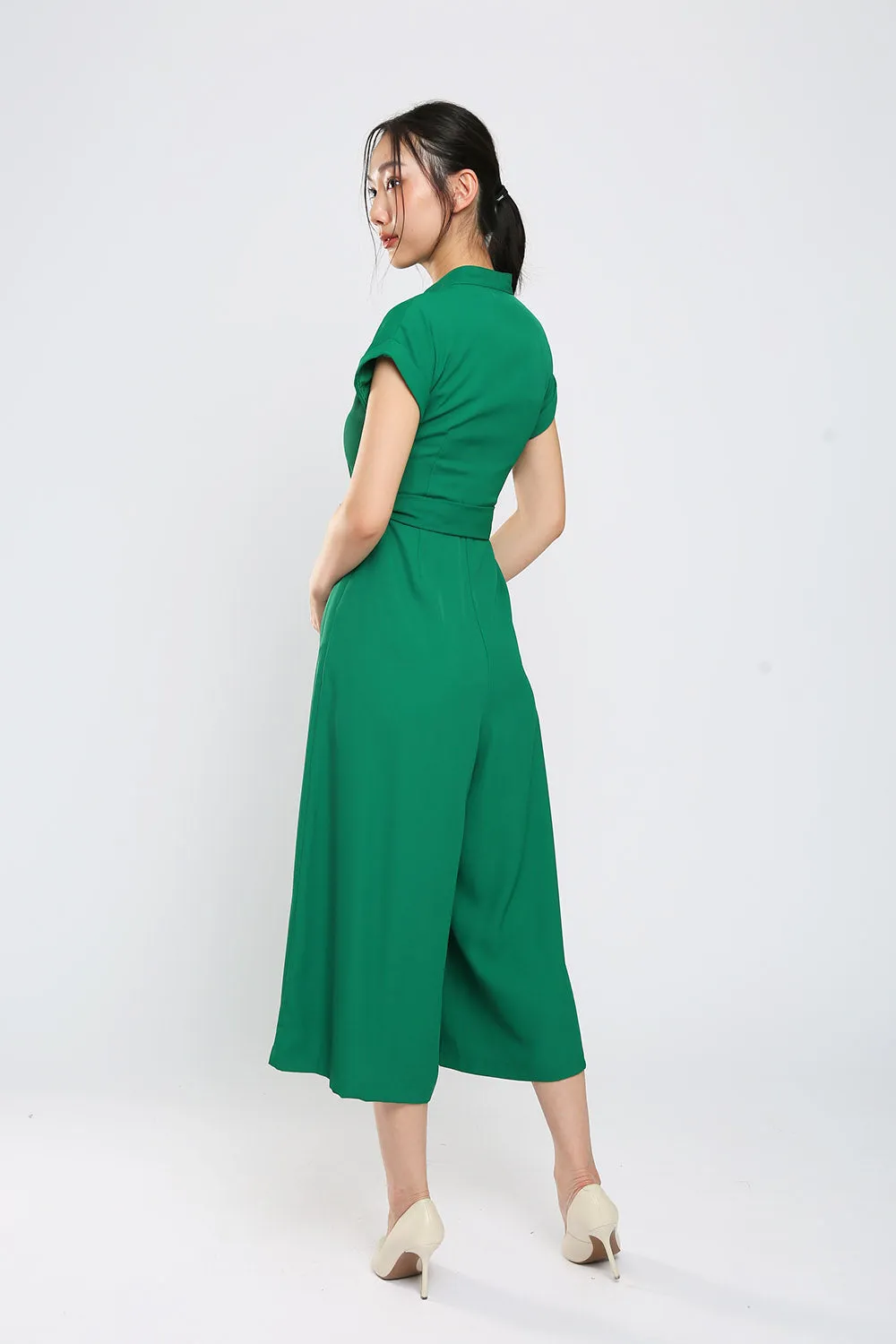 Sofina Sashed Jumpsuit in Kelly Green