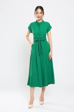 Sofina Sashed Jumpsuit in Kelly Green