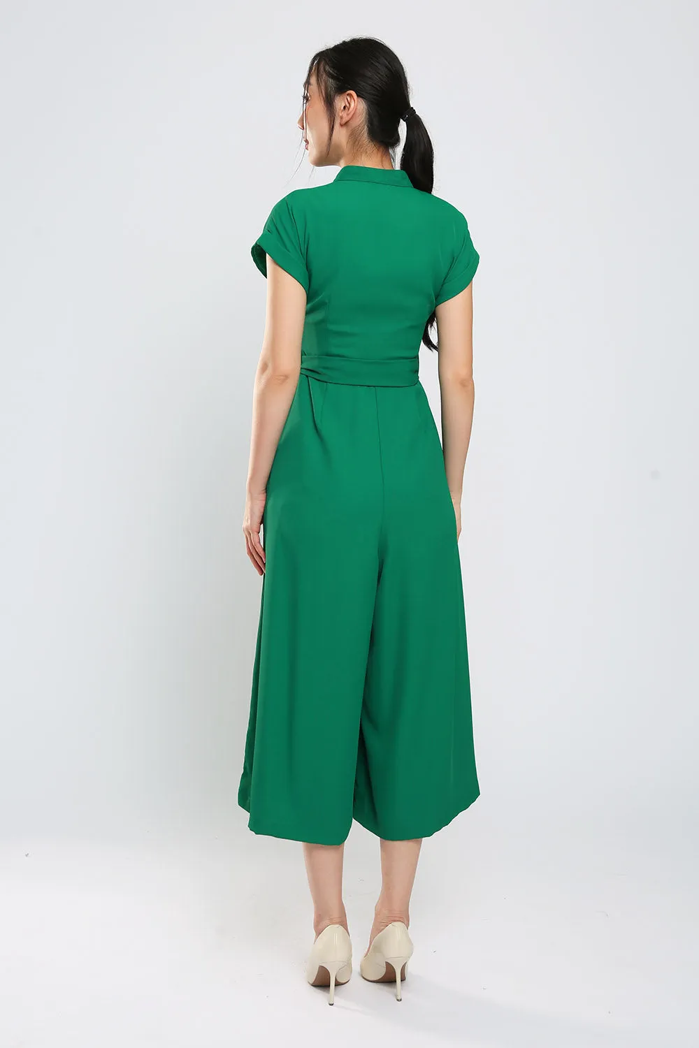 Sofina Sashed Jumpsuit in Kelly Green