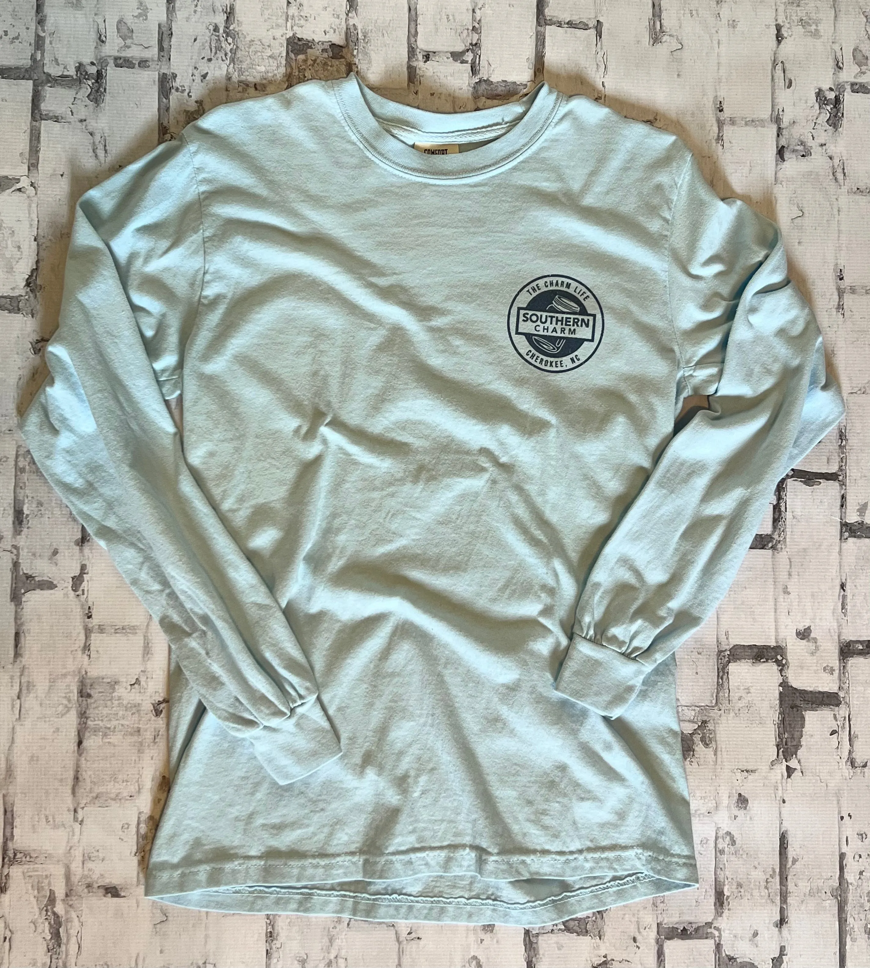 Southern Charm "70s Station" Long Sleeve T-shirt - Chambray Blue
