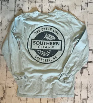 Southern Charm "70s Station" Long Sleeve T-shirt - Chambray Blue