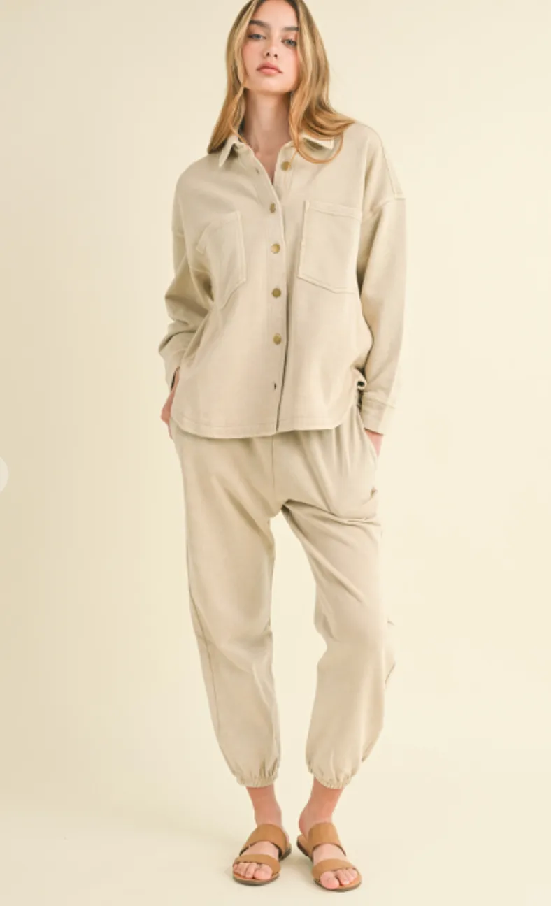 Tan Dye Washed Jogger Pants