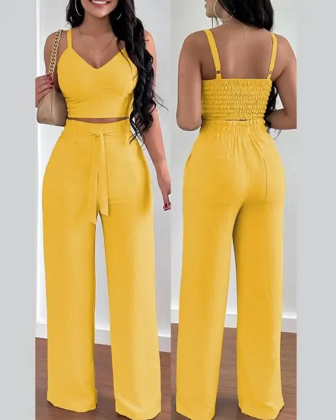 Two Piece Pocket Wide Leg Pant and top