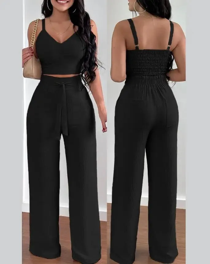 Two Piece Pocket Wide Leg Pant and top