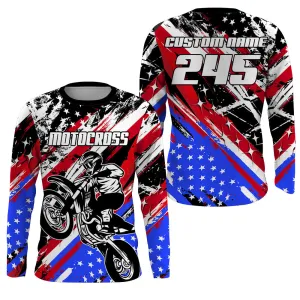 USA Flag Motocross Jersey Men UPF30  Custom Dirt Bike 3D Long Sleeve Shirt MX Racing Off-Road Motorcycle