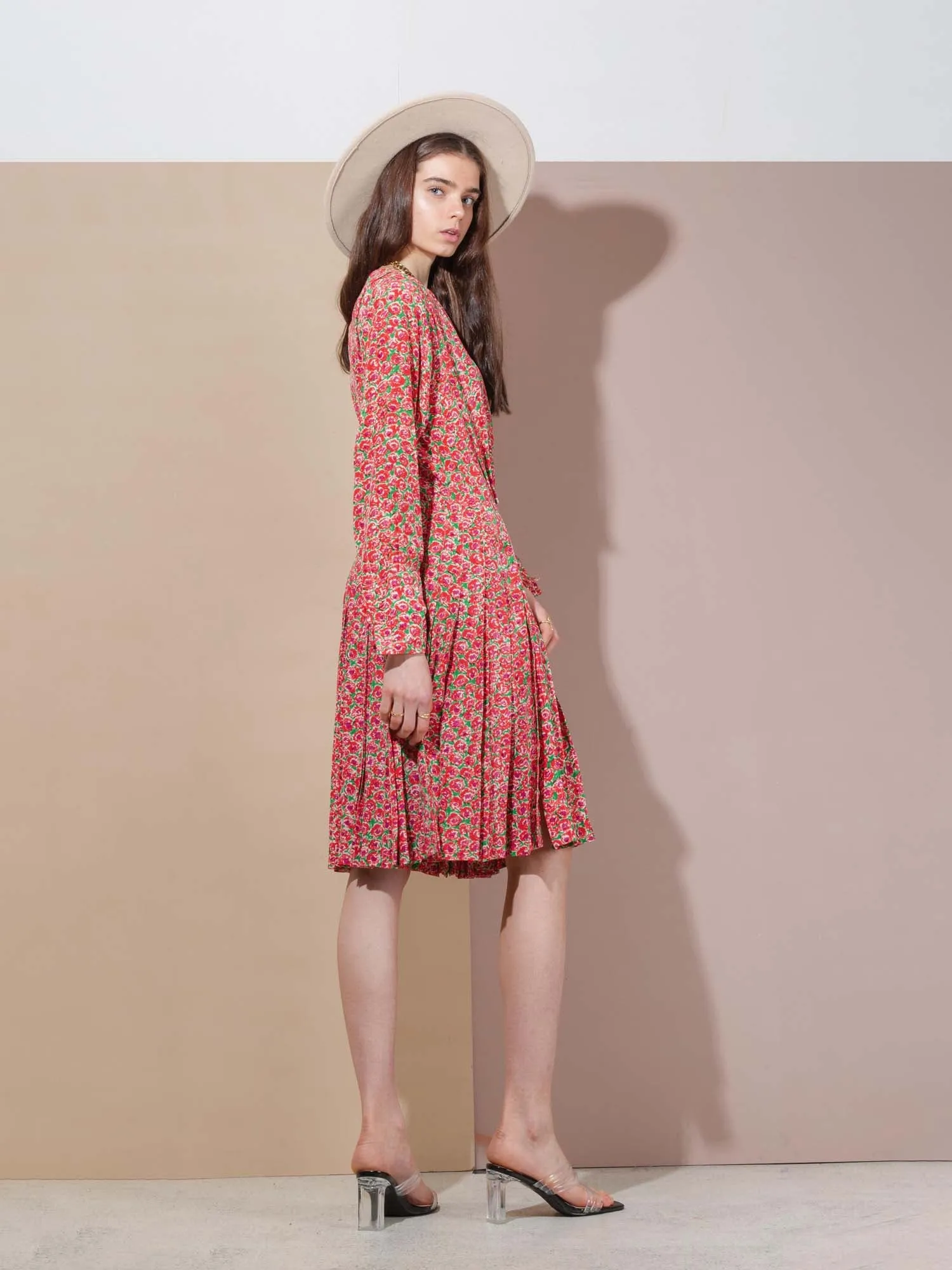 Vintage Yves Saint Laurent pleated midi dress