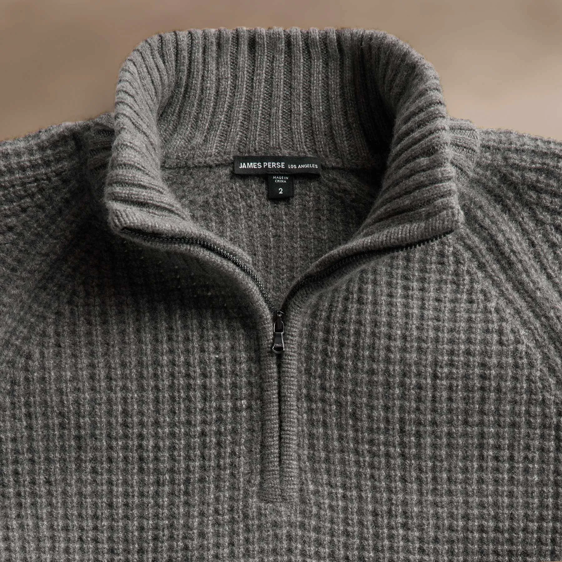 Waffle Knit Half Zip - Granite