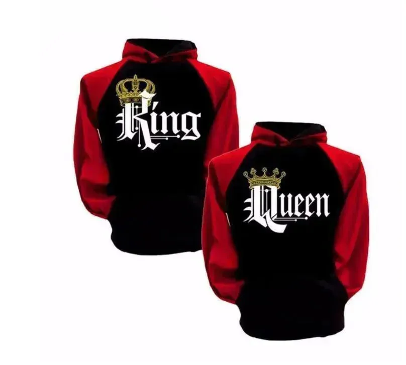 Women KING QUEEN King and Queen Crown Couple Color Block Sweatshirt