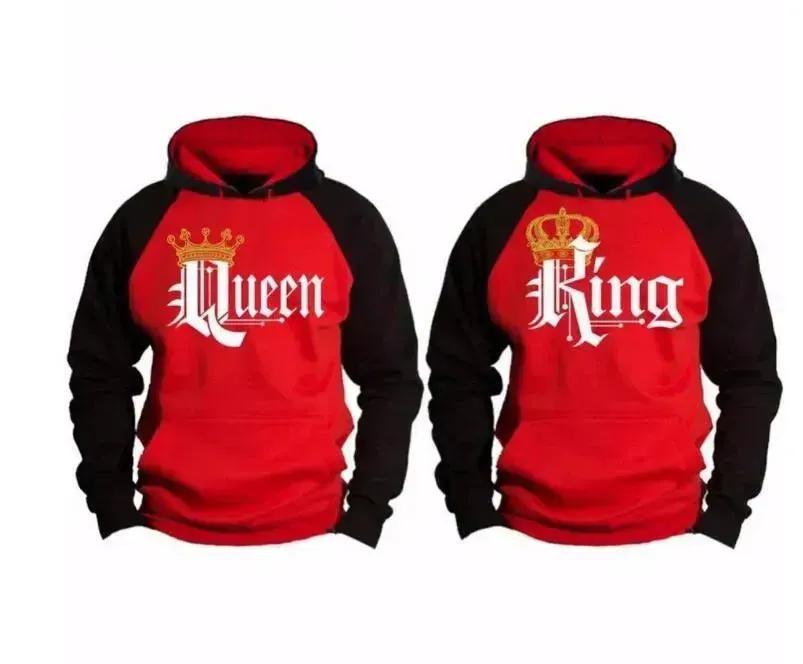 Women KING QUEEN King and Queen Crown Couple Color Block Sweatshirt