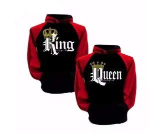 Women KING QUEEN King and Queen Crown Couple Color Block Sweatshirt