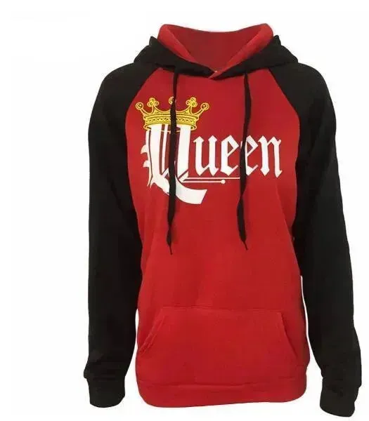 Women KING QUEEN King and Queen Crown Couple Color Block Sweatshirt