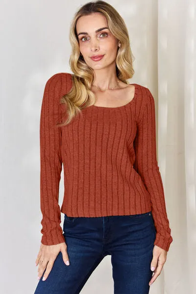 Women's Basic Bae Full Size Ribbed Long Sleeve T-Shirt